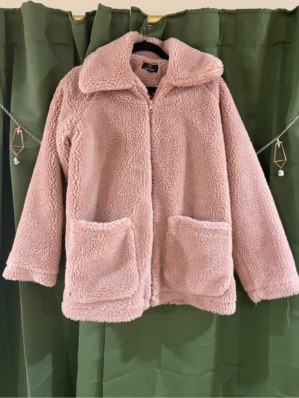 New without tags dusty pink teddy zip up